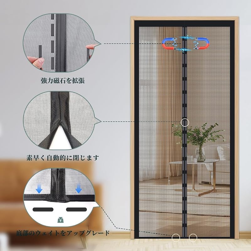 Magnetic Window Screen for Entrance Door, Easy Installation, Automatic Closing, Quiet, Easy Entry and Exit, for Entrance Doors, Back Doors, Balconies,