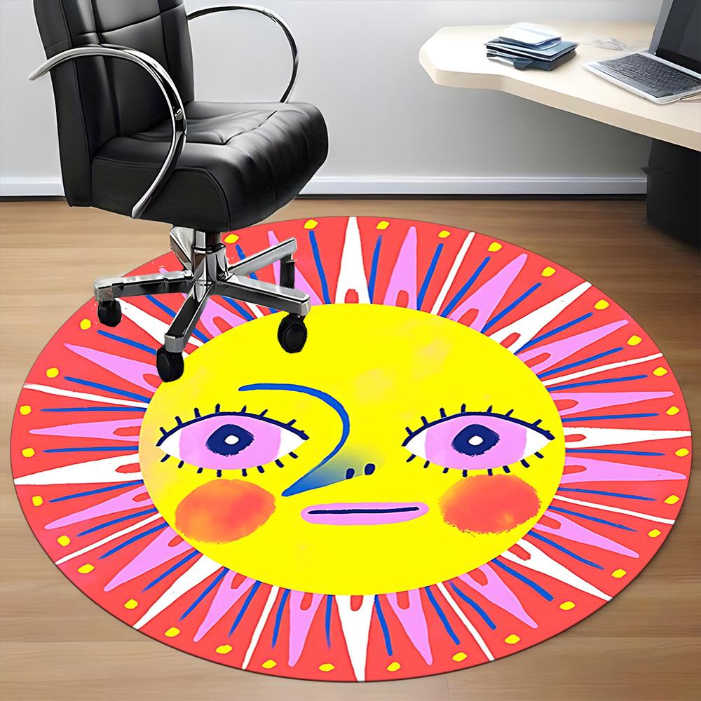 1pc Sunflower, Summer Carpet, Round Non Slip Durable Large Size Office Carpet, Suitable for Office