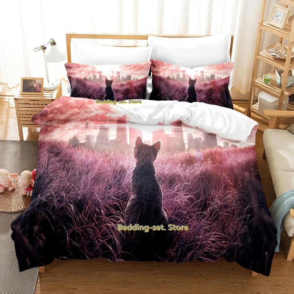 New Artistic Cat Bedding Set Single Twin Full Queen King Size Bed Set Adult Kid Bedroom Duvetcover Sets Anime Parure De Lit Bed