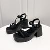 Large Size High-heeled Sandals Women's 2024 New Summer Muffin Platform Beach Shoes Versatile Korean Version Thick-heeled Roman Sandals
