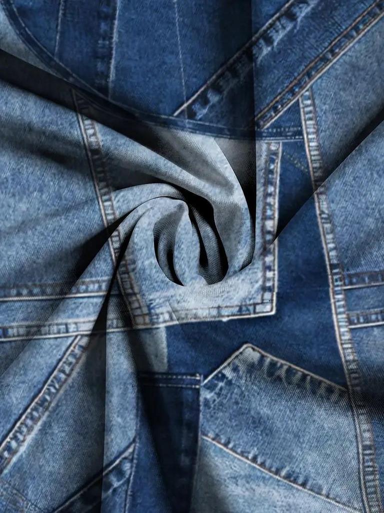 Abito da Donna alla Moda 2026 Estate Autunno con Stampa Denim Sintetico e Spalline Sottili