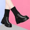 Coarse heel wool medium tube British Martin boots women's versatile high and thin solid color thick sole single boots women's super high heel