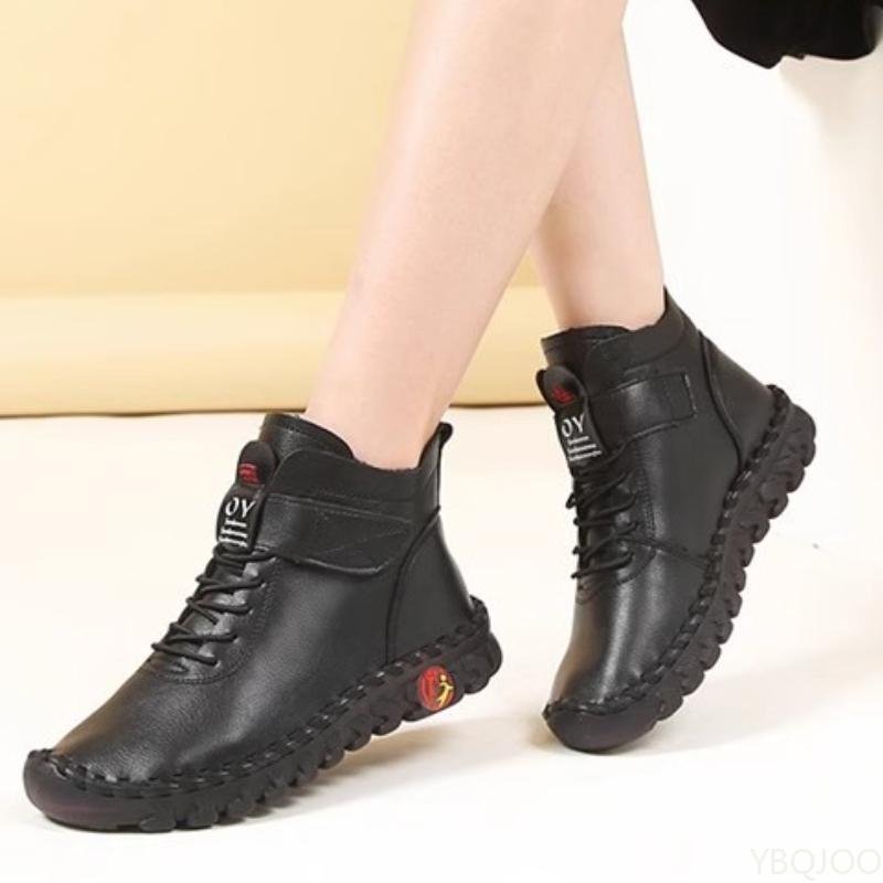 

Модные хлопковые туфли женские на плоской подошве осенне-зимние короткие ботинки удобные нескользящие плюшевые универсальные повседневные ботинки 43 чёрный