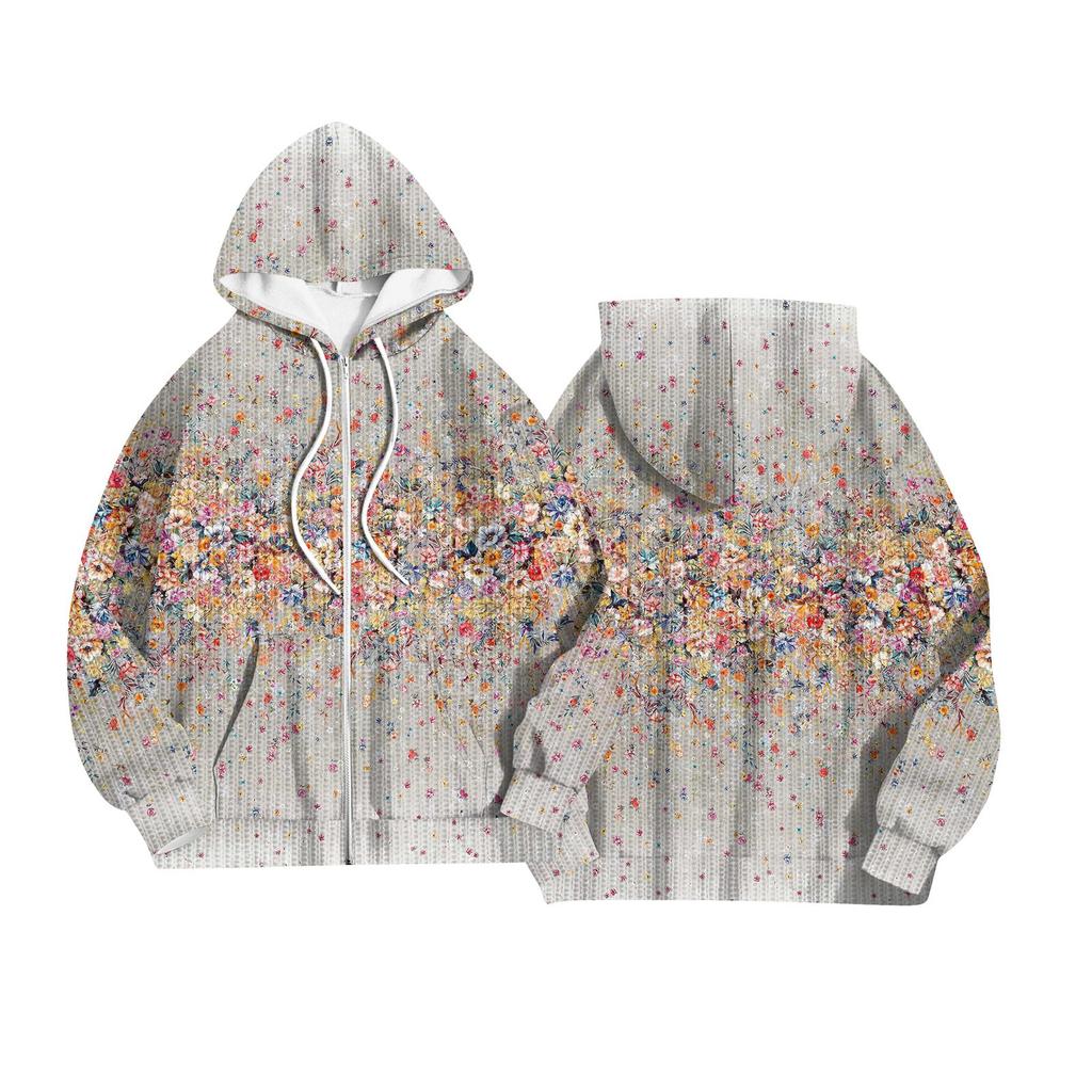 Women's Fashion Jacket Casual Printed Long-sleeved Hooded Cardigan Sweatshirts