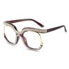 Fashion Cat Eye Glasses with Rhinestones Vintage Trendy Design Oversized Eyeglasses Women for Decoration