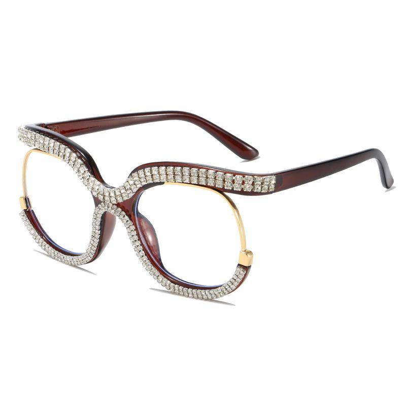 Fashion Cat Eye Glasses with Rhinestones Vintage Trendy Design Oversized Eyeglasses Women for Decoration