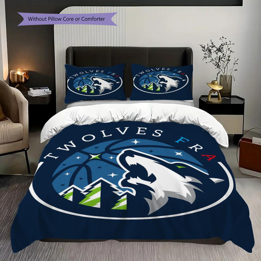 Minnesota Timberwolves Basketball Spirit Bedding(1 * Duvet Cover + 2 * Pillowcase, Without core)Bedding Set Soft and Comfortable