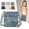 Womens Vintage Denim Crossbody Bag With Tassel Decor And Ethnic Pattern Strap Multi Pocket Design Suitable For Daily Commute Work Shopping And Travel