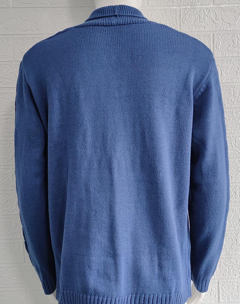 Pánský svetr s výstřihem do V ve velké velikosti, úzký pletený svetr, jednobarevný, na knoflíky, podzimní móda