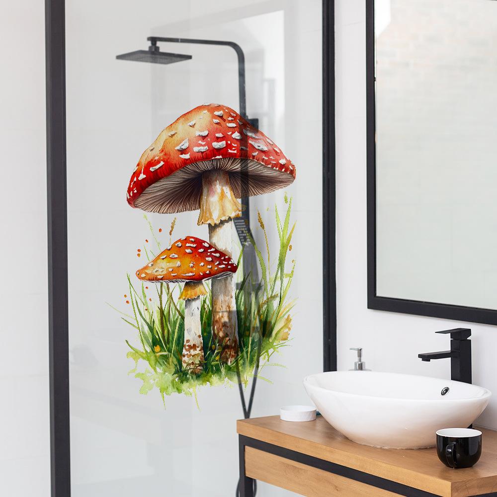 Cute Big Mushroom Grass Wall Sticker Self-Adhesive Removable for Bedroom Home Decor Art