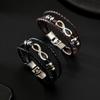 Handmade Alloy Eight Character Decorative Leather Woven Men's Bracelet