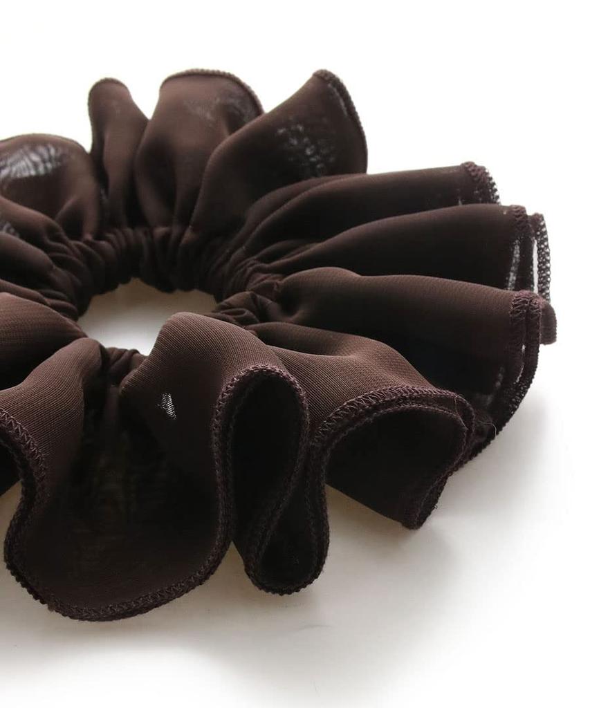 VINGTAINE Ruffled Chiffon Scrunchie Hair Accessory in Muted Simple and Sophisticated for Everyday Use HS-160-BR Colors,
