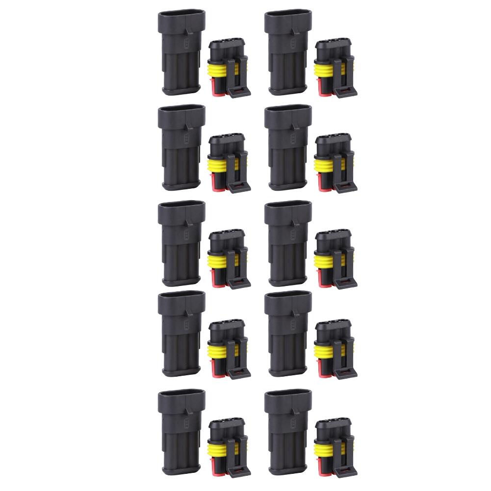 10 Set 3 Pin Way Waterproof Electrical Connector Car Wire Connector Plug Terminal