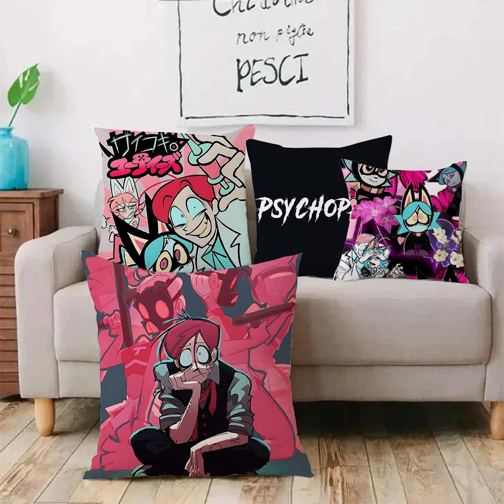 Anime P-Psychocuties Pillow Covers Cartoon Sofa Decorative Home Double-sided Printing Short Plush Cute Cushion Cover