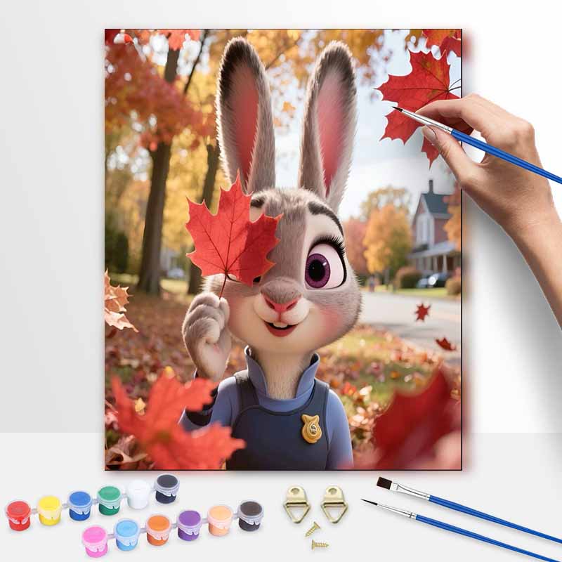 Disney Autumn Judy Hopps Oil Painting Kit Home Bedroom Wall Decor Handmade Gift for Art Lovers Wall Hanging Decor Painting Crafts DIY