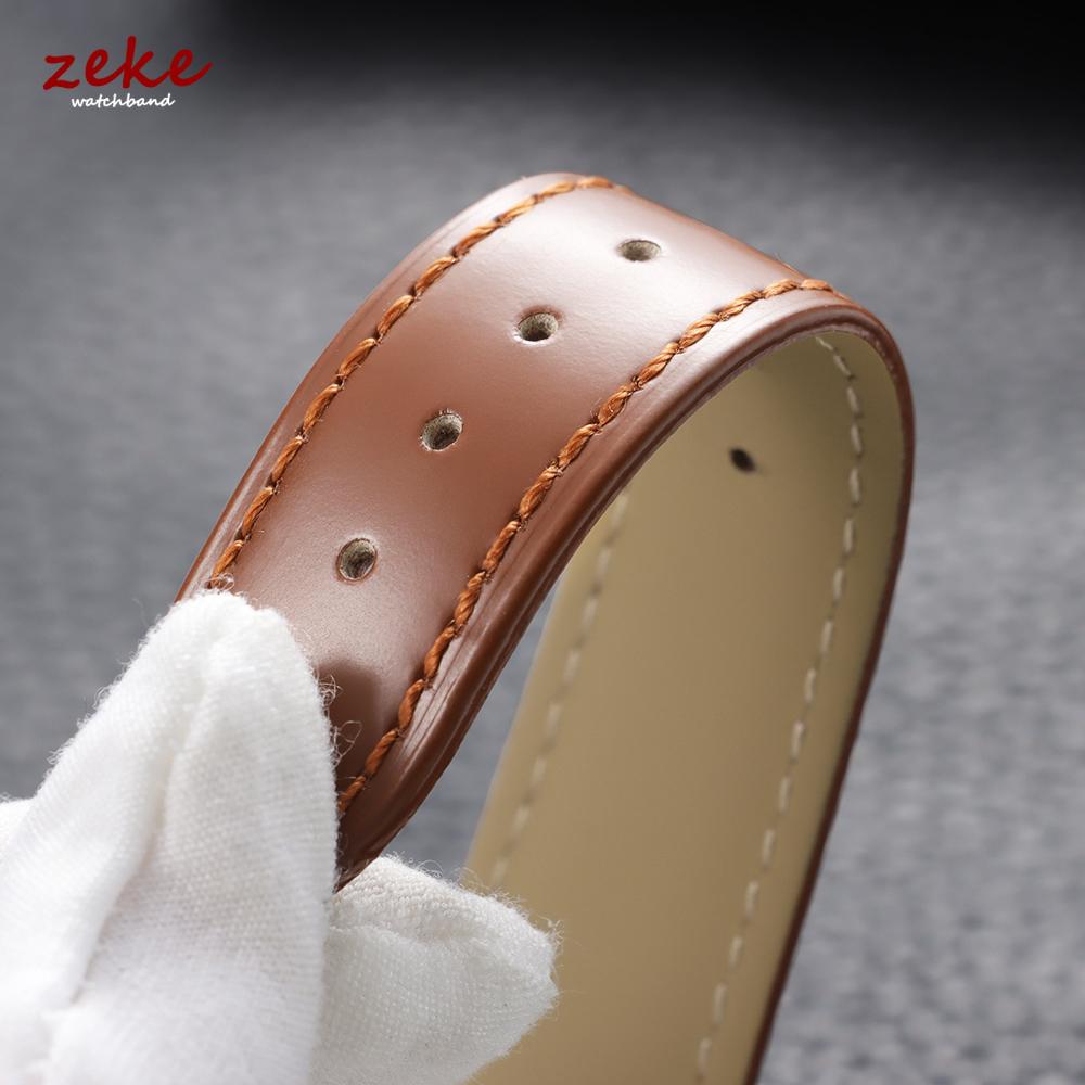 19mm 20mm 21mm 22mm Polished Cowhide Straps for Omega Seamaster Speedmaster Folding Buckle Waterproof Brown Leather Watch Band