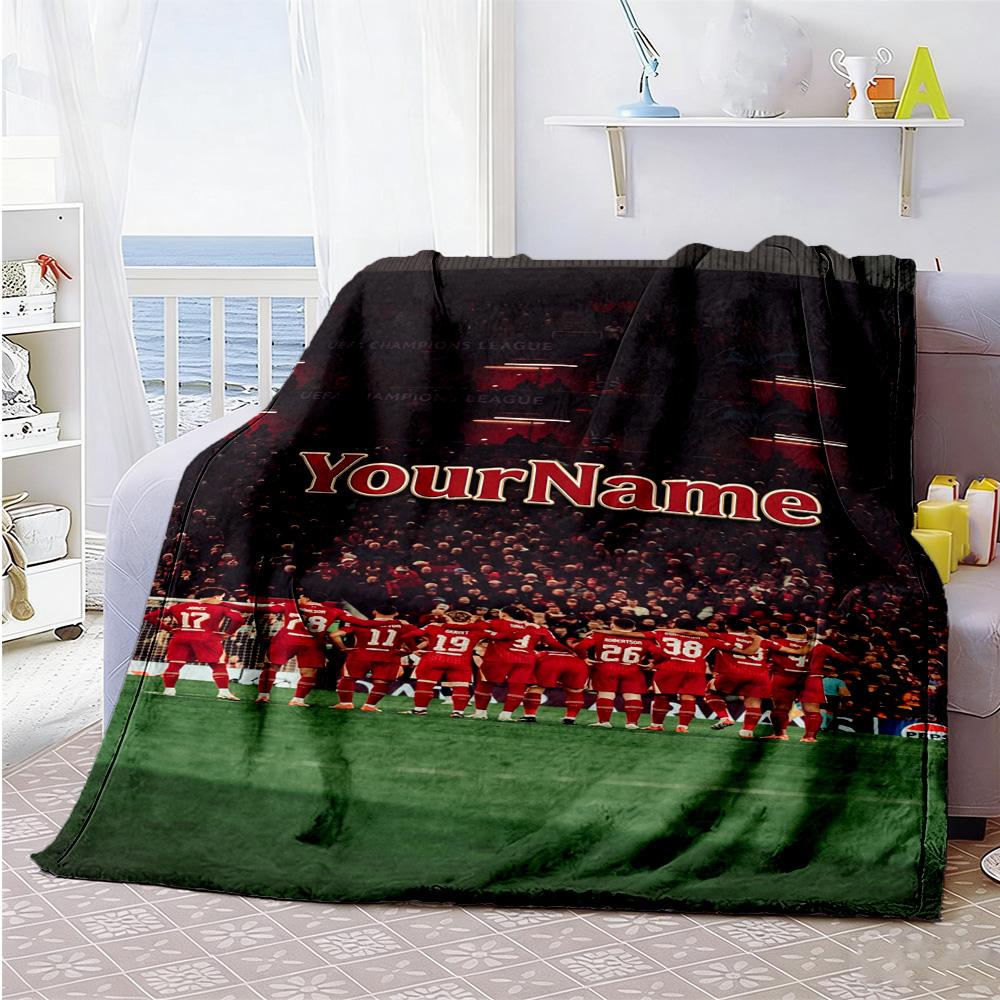 Liverpool Customize Your Name Blanket Throw Personalized Blanket Soft & Cozy for Seaside Bed Bedding Sofa All-Season Use Gifts For Family Or Friends