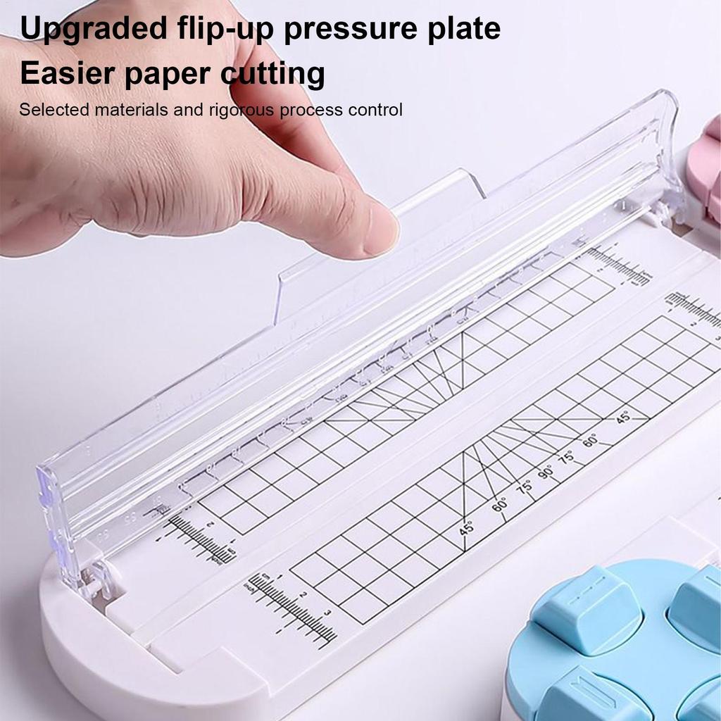 Multi-Function 4-in-1 Paper Trimmer Cutter Scrapbooking Tool with Straight Wave Perforated Creasing Blades for Craft Paper Photo