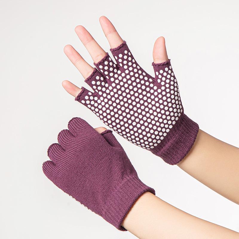 Yoga Baumwoll-Fingerhandschuhe: Rutschfest, Elastisch, Schweißabsorbierend, Kurzes Sporttraining.