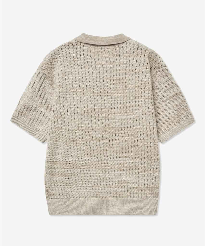 Tienjiti Crochet Polo Knit Top (Melange Beige) Tnsw5E205I2