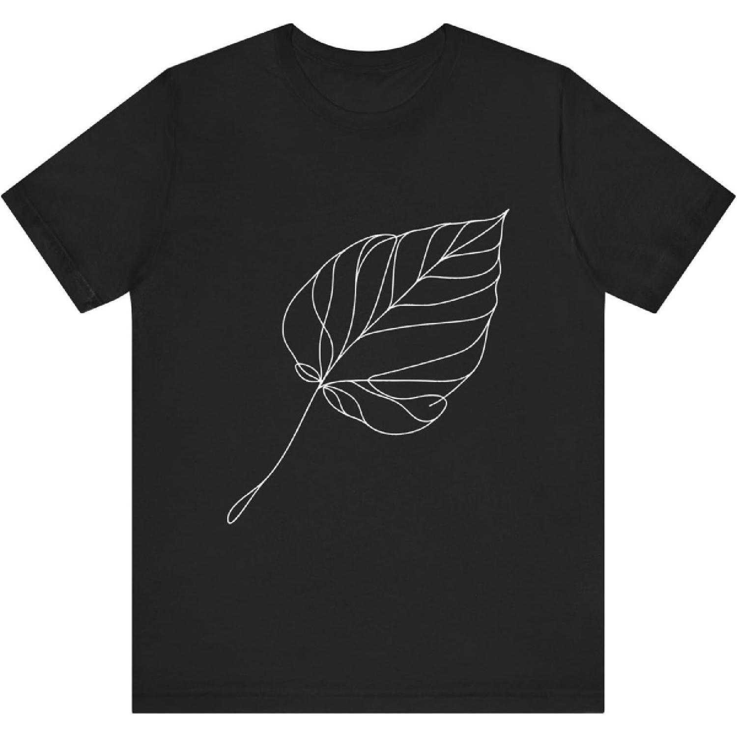 One Line Art Drawing Cottonwood Leaf 624 Unisex T-Shirt S