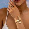 Exaggerated French Style Open Cuff Bracelet & Ring Set