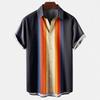 Summer new men's top striped D print men's cardigan lapel