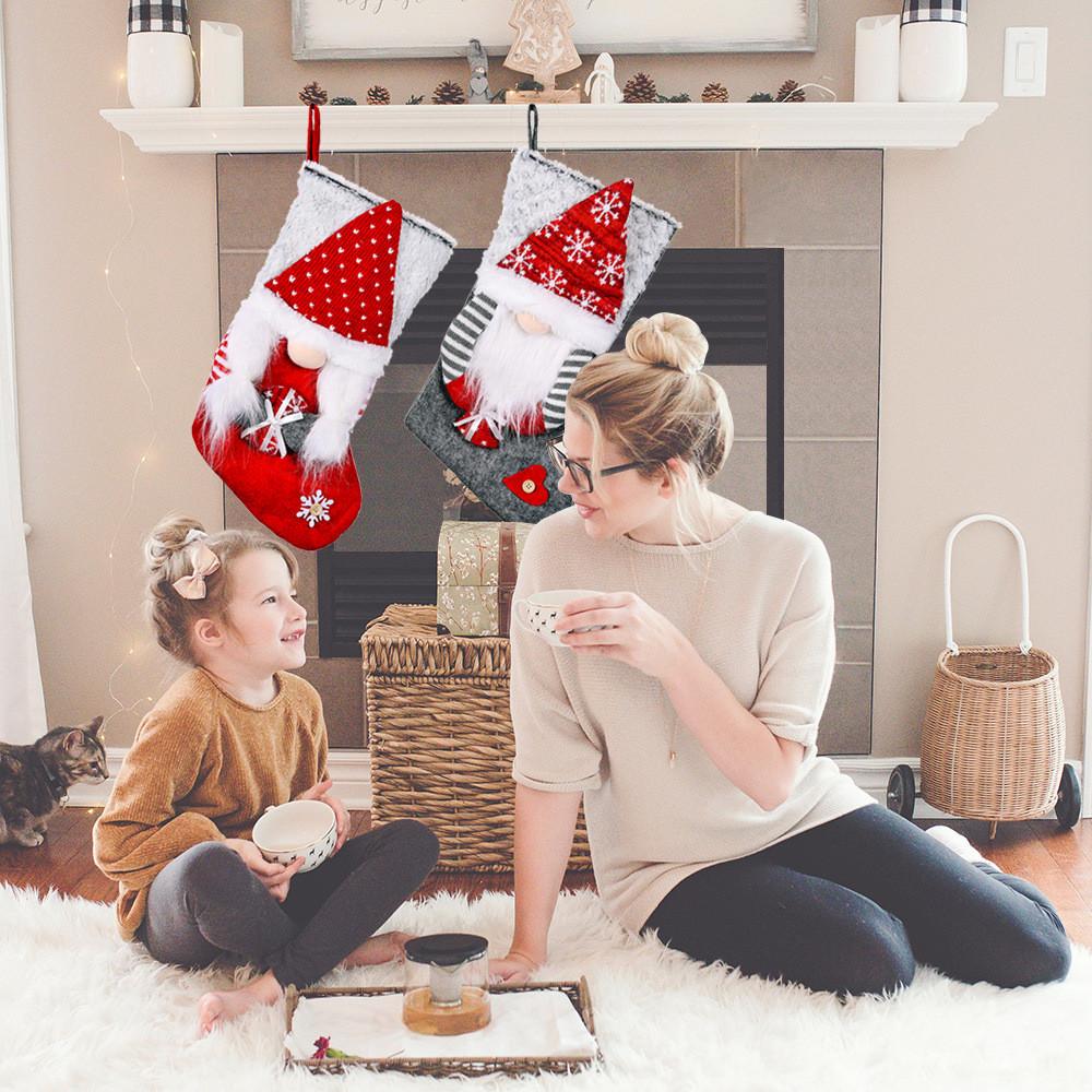 Soft Fabric Rudolph Christmas Stocking With Gift Design For Joyful Seasonal Decor