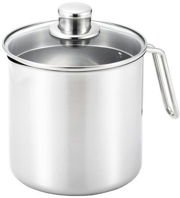 SJ3355 Deep Saucepan, 16cm, 3.2L, 3200ml, Stainless Steel with Glass Lid, Induction and Direct Heat Compatible, Simple Design