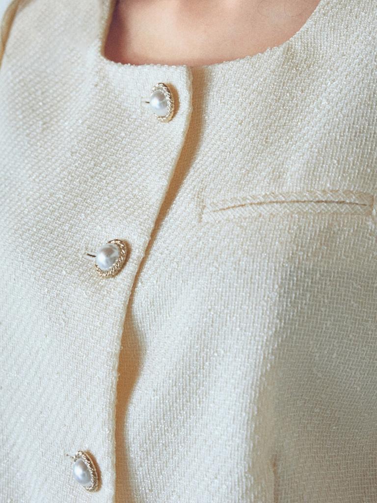 SISTERHOOD Tweed A-Line Mini Skirt - Ivory