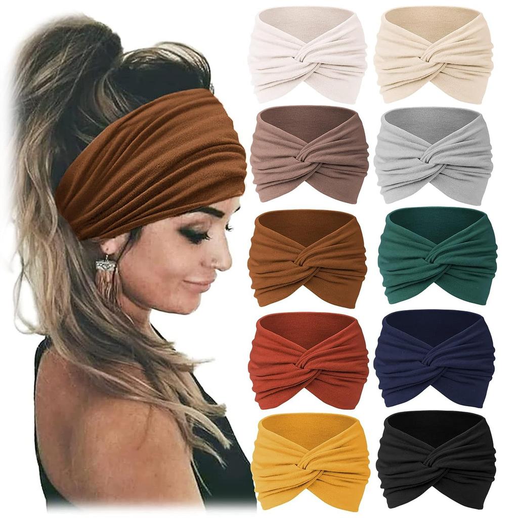 Bohemian Wide Yoga Sports Headbands for Women, Elastic Workout Hairbands & Fitness Hair Accessories