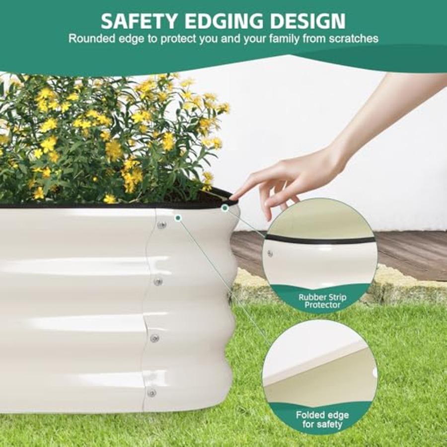 4 In 1 Galvanized Raised Garden Bed 6x2x1ft 2Packs Modular Planter Box Outdoor Metal Raised Bed Kit with Bracing Rods for Garde