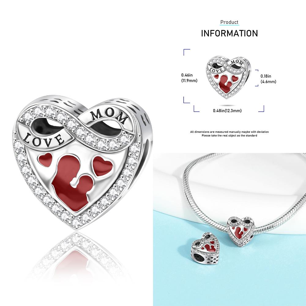 Copper Heart-Shaped Love Mothers House Family Bead Charm Pendant Fit Bracelet Jewelry Handmade Diy Gifts