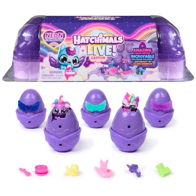 Hatchimals Alive, Neon Regenbogen Eierkarton Spielzeug mit 5 Minifiguren, Farbwechsel Eier & 11 Zubehörteile, Kinderspielzeug für Mädchen & Jungen ab 3 Jahren