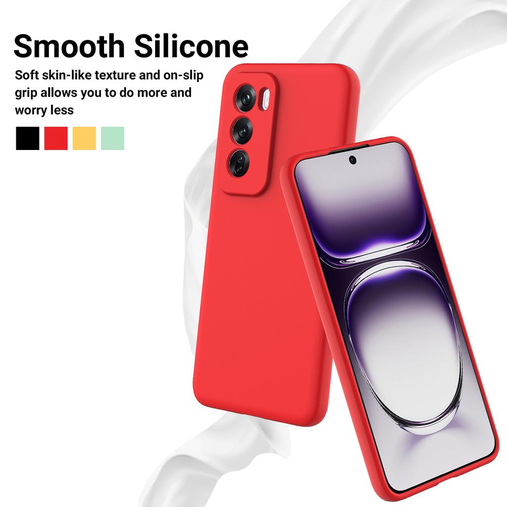 For Oppo Reno12 Pro 5G (Global) Liquid Silicone Case Shockproof Phone Cover with Wrist Strap