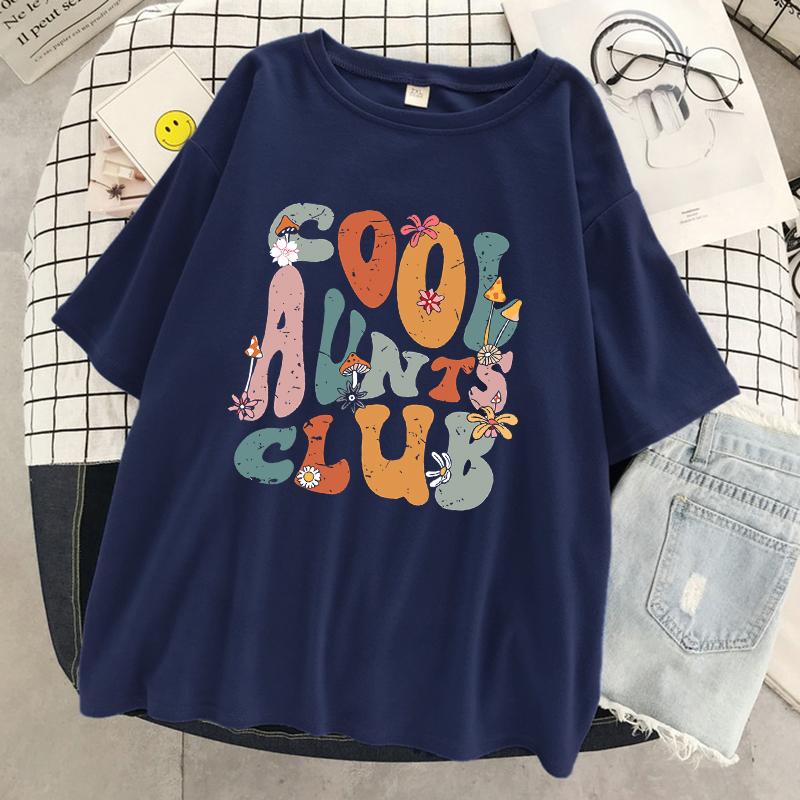 Cool Aunts Club Letter Graphic Printed Womens Tshirt Cool Soft Short Sleeve Summer Breathable Tee Clothes Street Hip Hop Tshirts