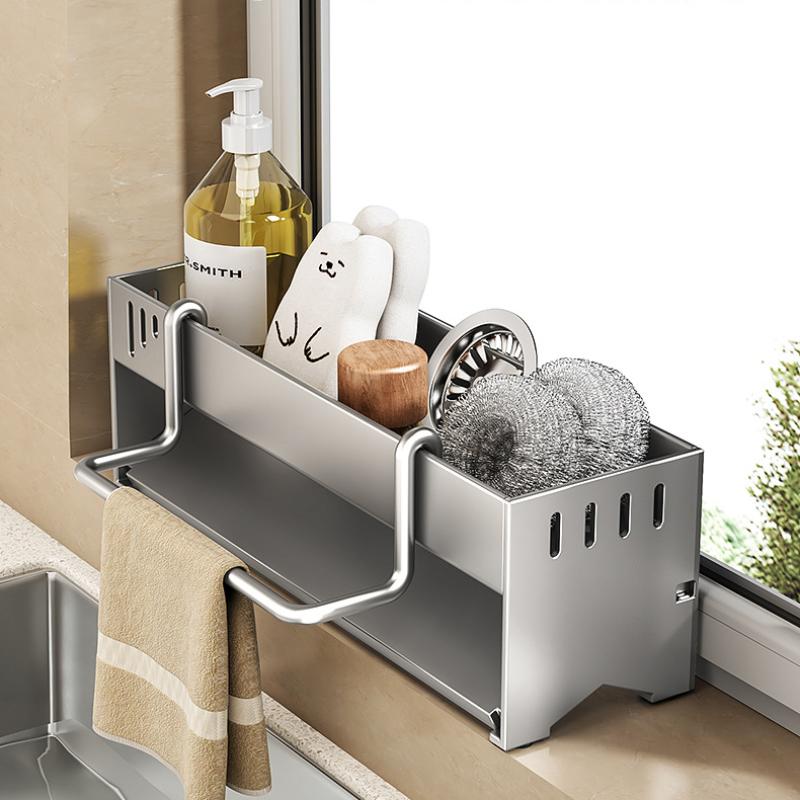 Kitchen Rack Multi-Purpose Storage Rack Rag Drain Rack Household Multi-Functional Scouring Cloth Steel Wire Ball Sponge Storage