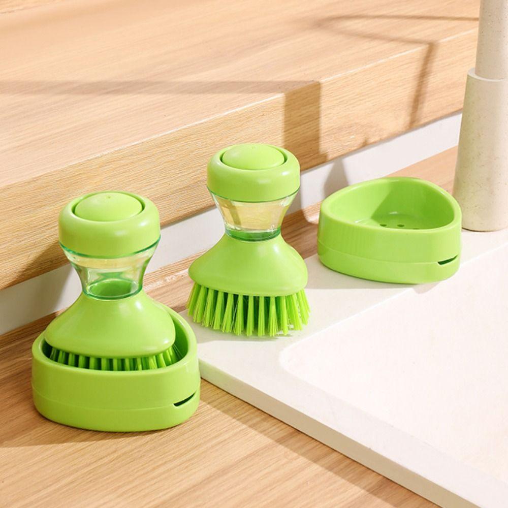 Non-Slip Automatic Liquid Dishwashing Brush Press Cleaner Dish Washing Scrubber  Household