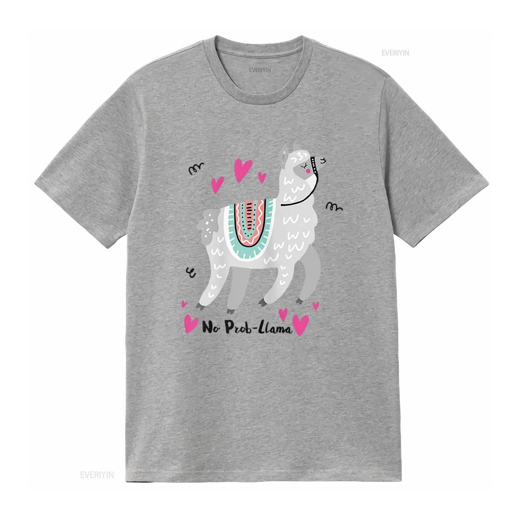No Prob Llama Funny Alpaca Lover T Shirt  vintage Washed Soft Versatile streetwear Top For Everyday Wear Unisex Casual