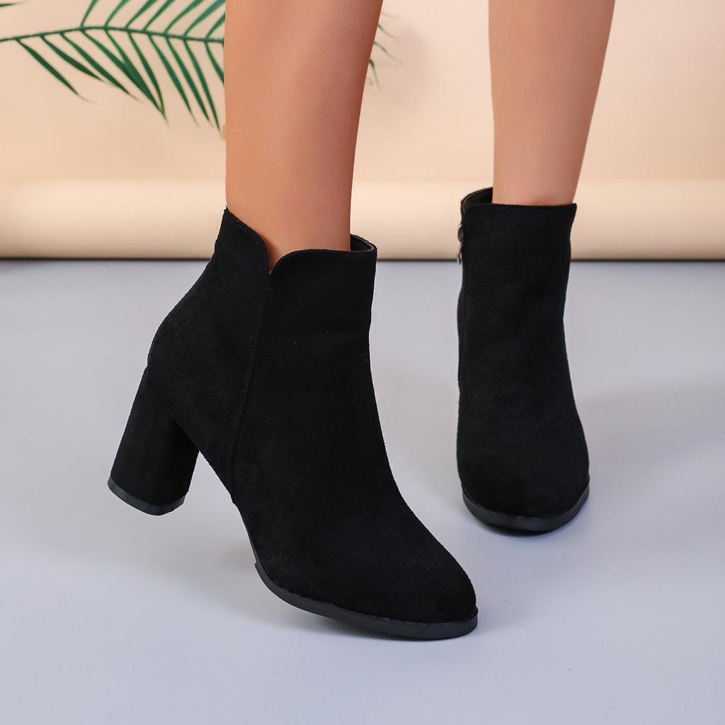 Botines de Moda para Mujer 2025 Nueva Moda Zapatos de Tacón Alto Mujer Botas Retro Cómodas para Exterior Mujer Botines de Punta de Tacón Medio para Señoras