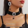 Luxusní vícevrstvý geometrický křišťálový choker a sada barevných náušnic