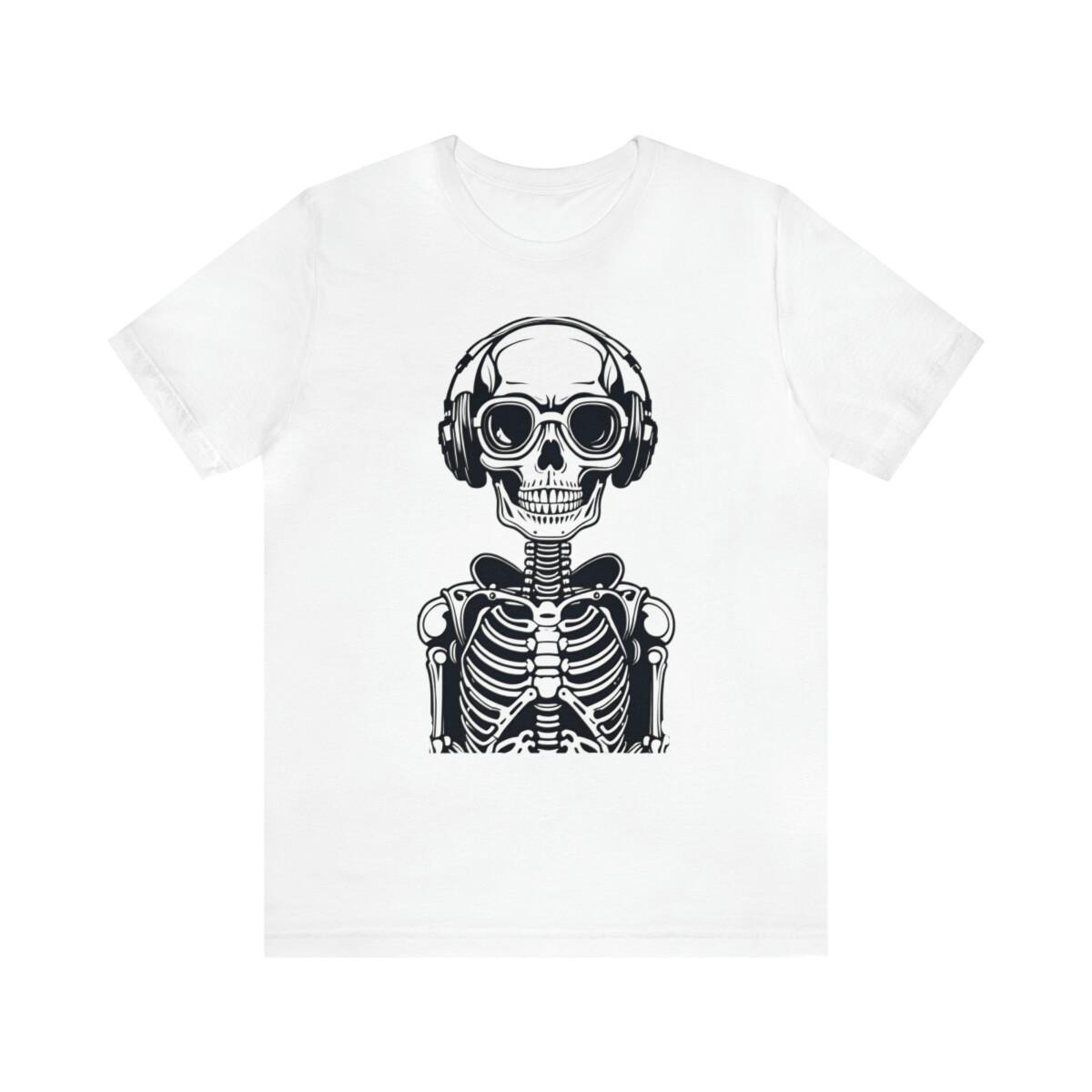 

Skeleton with headphones music lover halloween shirt for party family gathering 5XL різнокольоровий