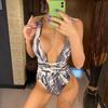 Deep V Neck Wrap Around One Piece Swimsuit Women Swimwear Female Bather Leopard High Cut Bathing Suit Swim Monokini