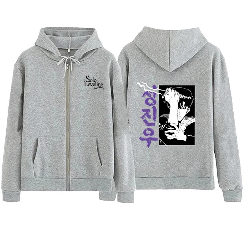 

Аниме Поднятие уровня в одиночку Принтованные толстовки на молнии Женские Мужские Осень Зима Повседневное пальто Модная флисовая куртка с длинным рукавом Худи 3XL