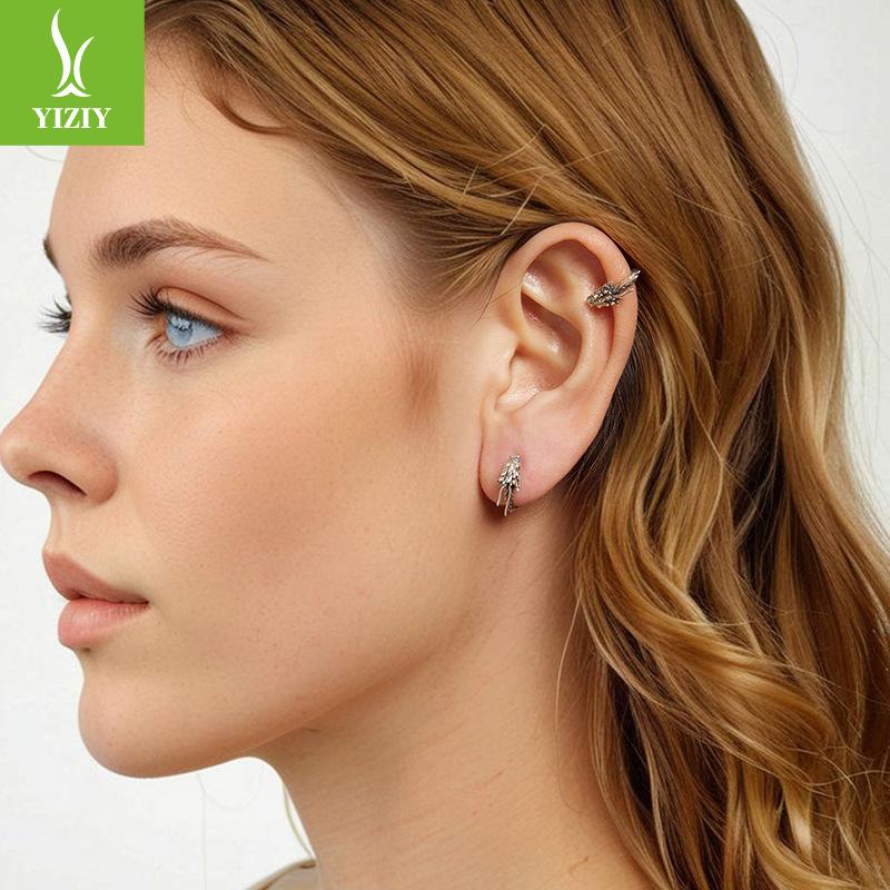 Retro Personalisierte Drachen Ohrringe Ohrknochen Clips, Mittelalterliche S925 Sterlingsilber Glücksohrringe Ohrringe