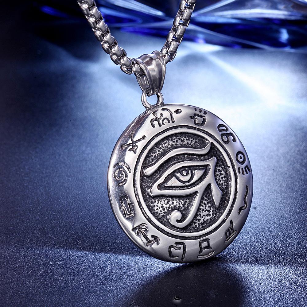 

Винтажное мужское египетское ожерелье с подвеской Horus из нержавеющей стали панк-амулет Древний Египет Руническое ожерелье Ювелирные изделия Подарок