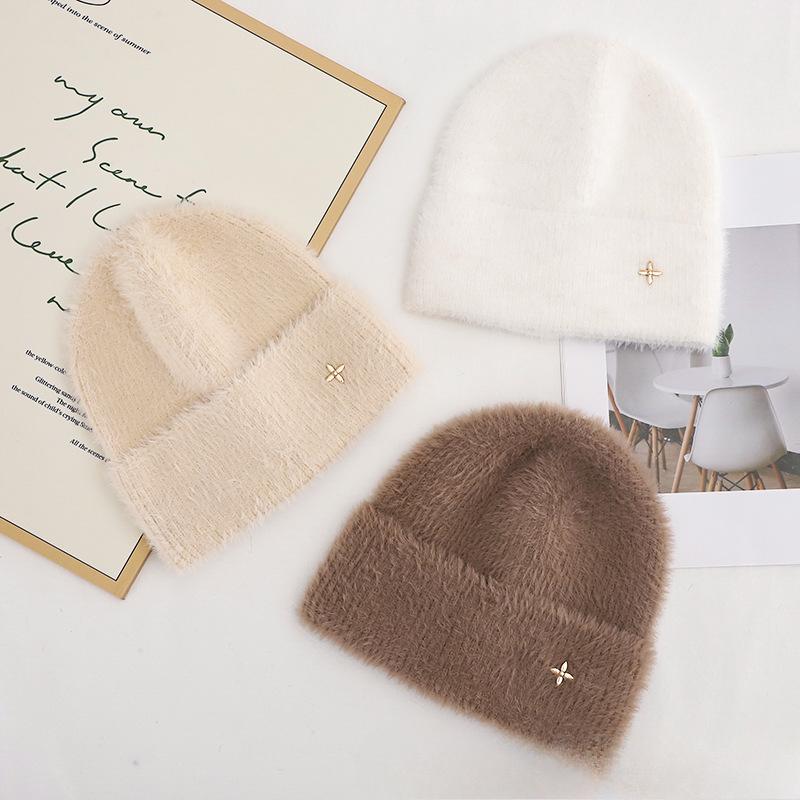 Autumn and Winter Wool Hat for Women Plush New Korean Version Versatile Warm Ear Protection Thickened Fashionable Knit Hat