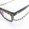 Pristine CHANEL Sunglasses Rectangle Shape Blue Light Cut COCO Mark Chain Black A71627 Used