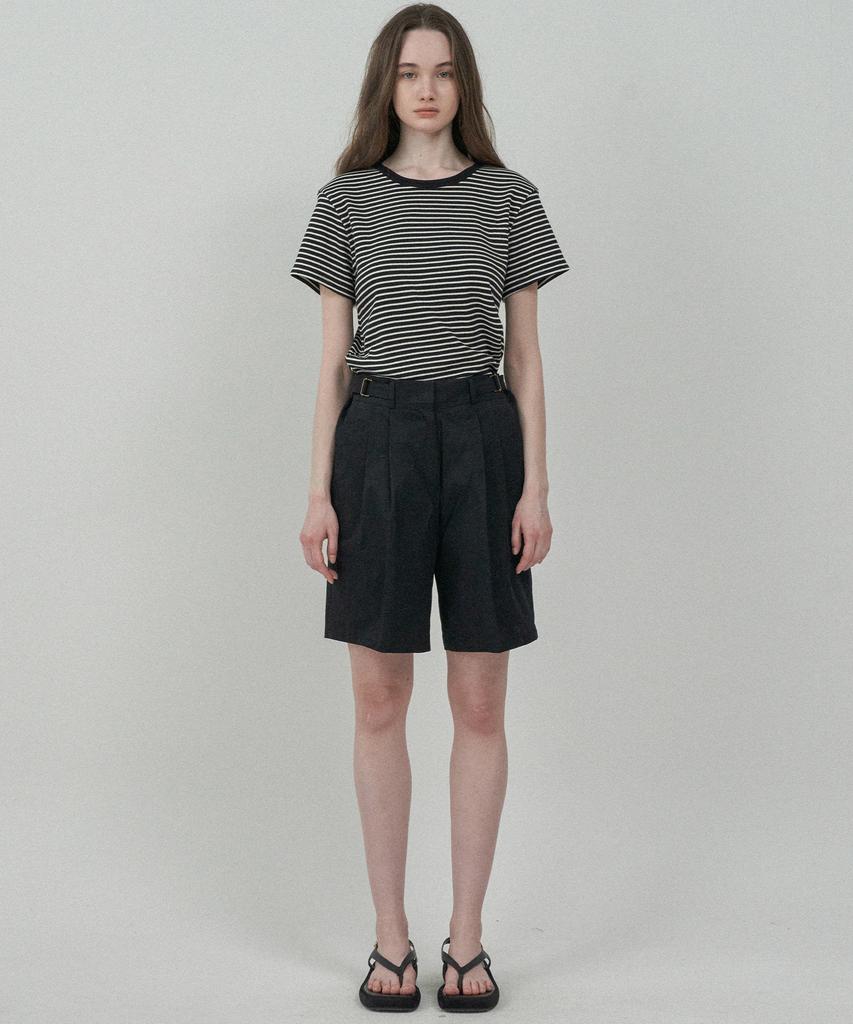 MOTT Double Neck Cotton T-Shirt - Stripe Black