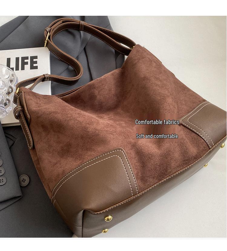Retro Suede Large-Capacity Crossbody Tote - 2025 Autumn/Winter Collection for Women